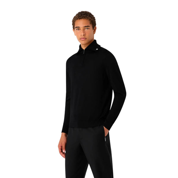 Maglione Uomo collo alto con zip Nero Emporio Armani- Francavilla Moda